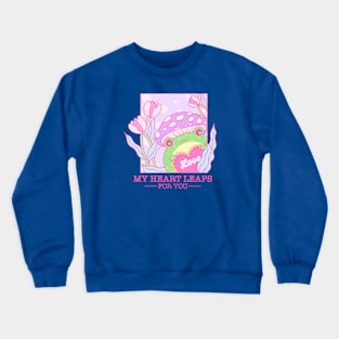 My Heart Leaps For You. Frog In Love. Happy Valentines Day Crewneck Sweatshirt